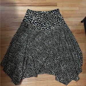 Calvin Klein Leopard Print Hankerchief Skirt